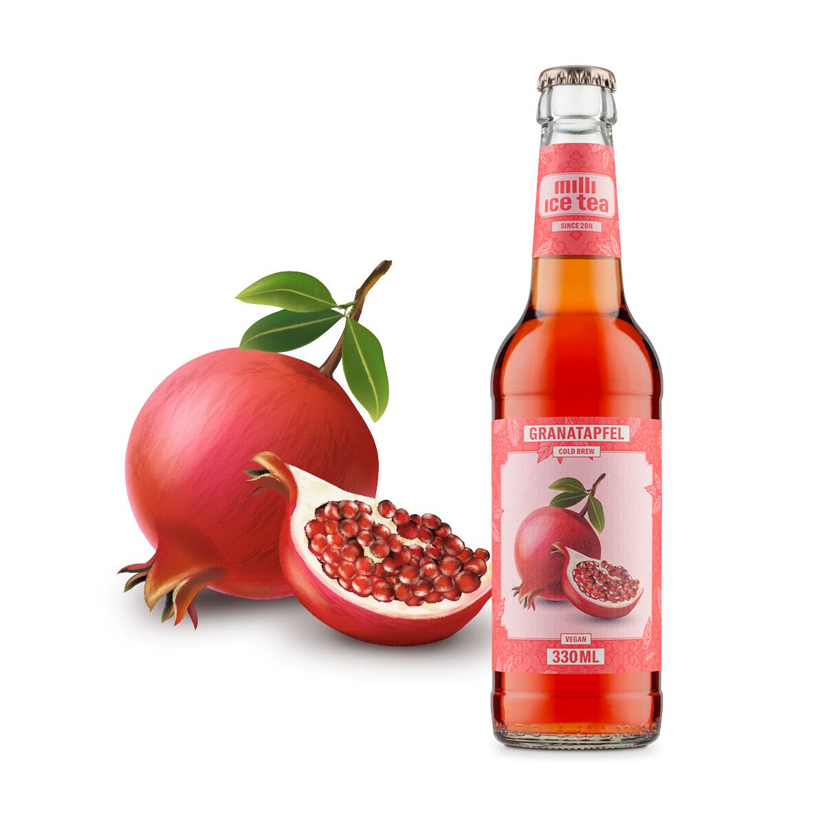Eistee Granatapfel milli Granatapfel Eistee von milli aus kaltgebrühtem Schwarztee. Fruchtig und lecker